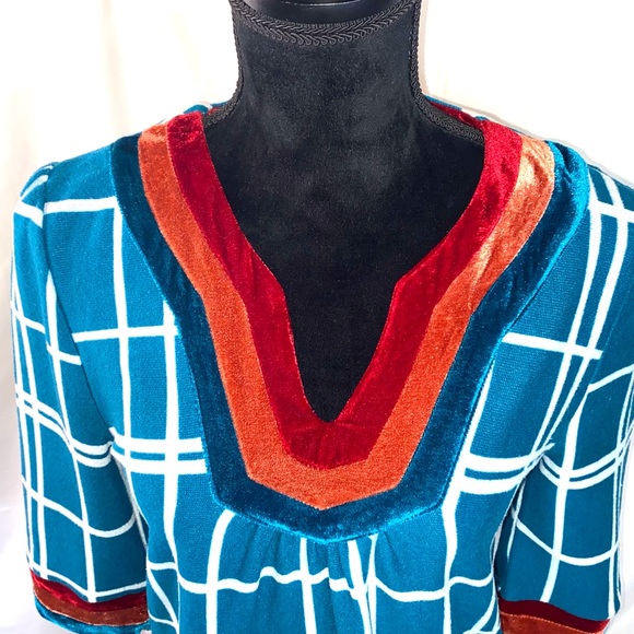 Funky People Windowpane Pattern Turkish Paisley Swimsuit Cover Dress - Picture 4 of 11